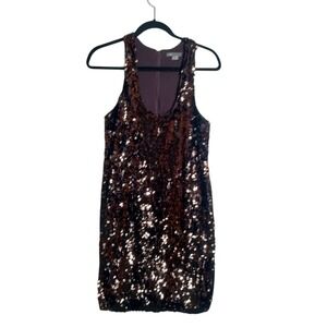 VINCE Brown Sequin Racerback Mini Dress Silk Lined Size 6